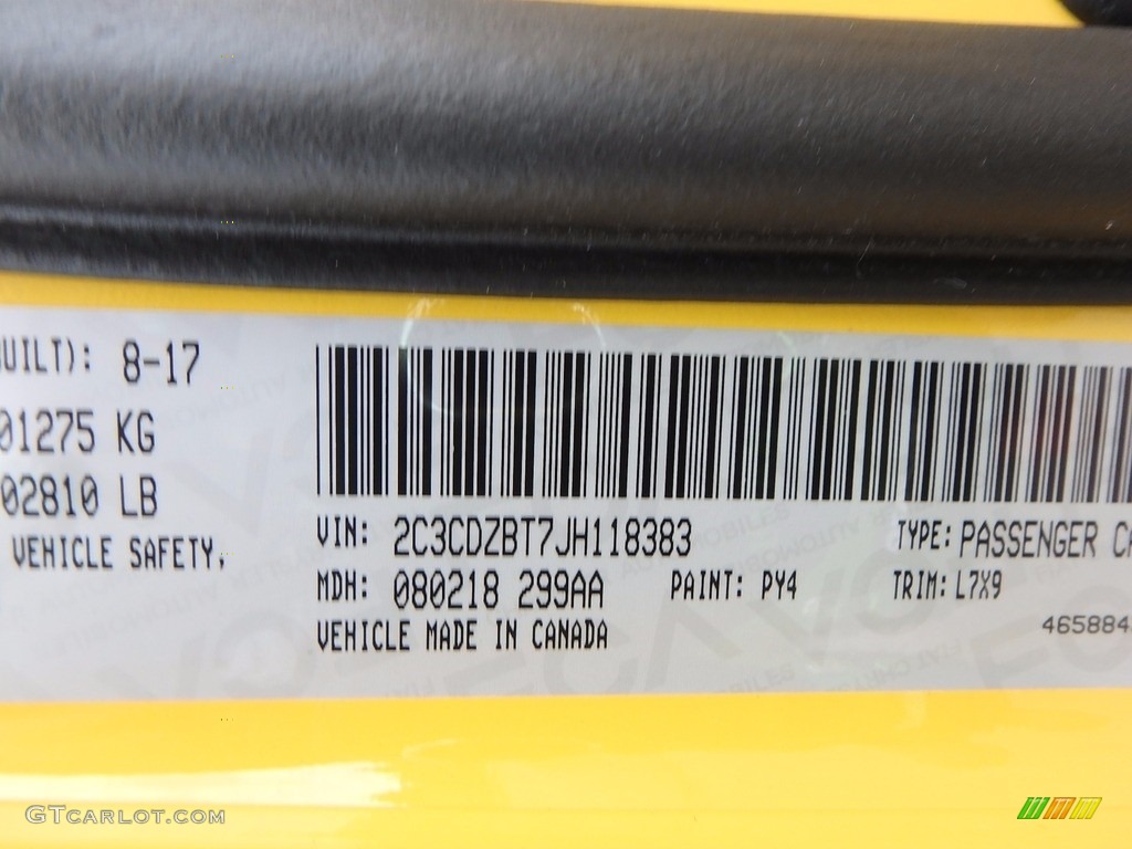 2018 Challenger Color Code PY4 for Yellow Jacket Photo #122497229