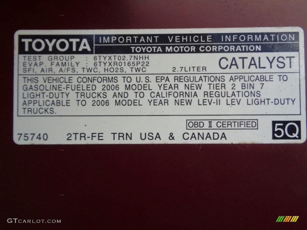2006 Tacoma Regular Cab - Impulse Red Pearl / Graphite Gray photo #50