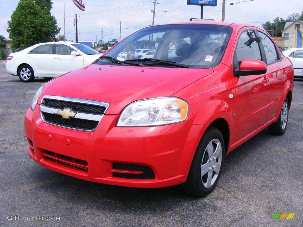 2007 Aveo LS Sedan - Victory Red / Charcoal Black photo #1