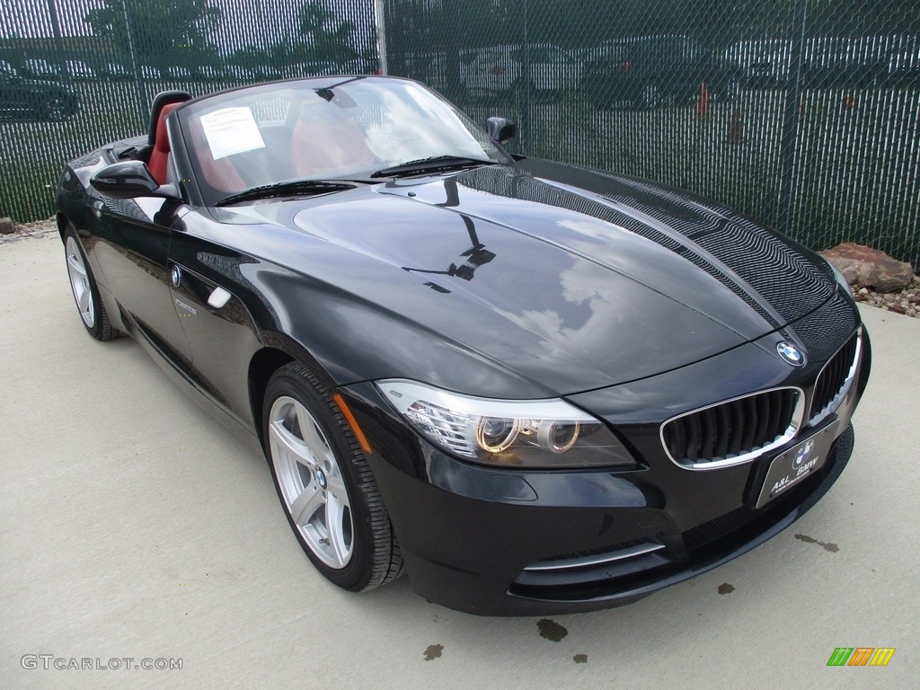 2012 Z4 sDrive28i - Black Sapphire Metallic / Coral Red photo #6