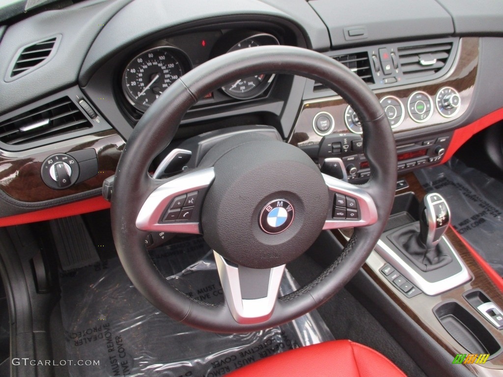 2012 Z4 sDrive28i - Black Sapphire Metallic / Coral Red photo #14