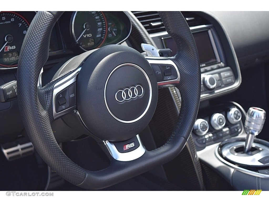 2014 Audi R8 Spyder V10 Black Steering Wheel Photo #122541146