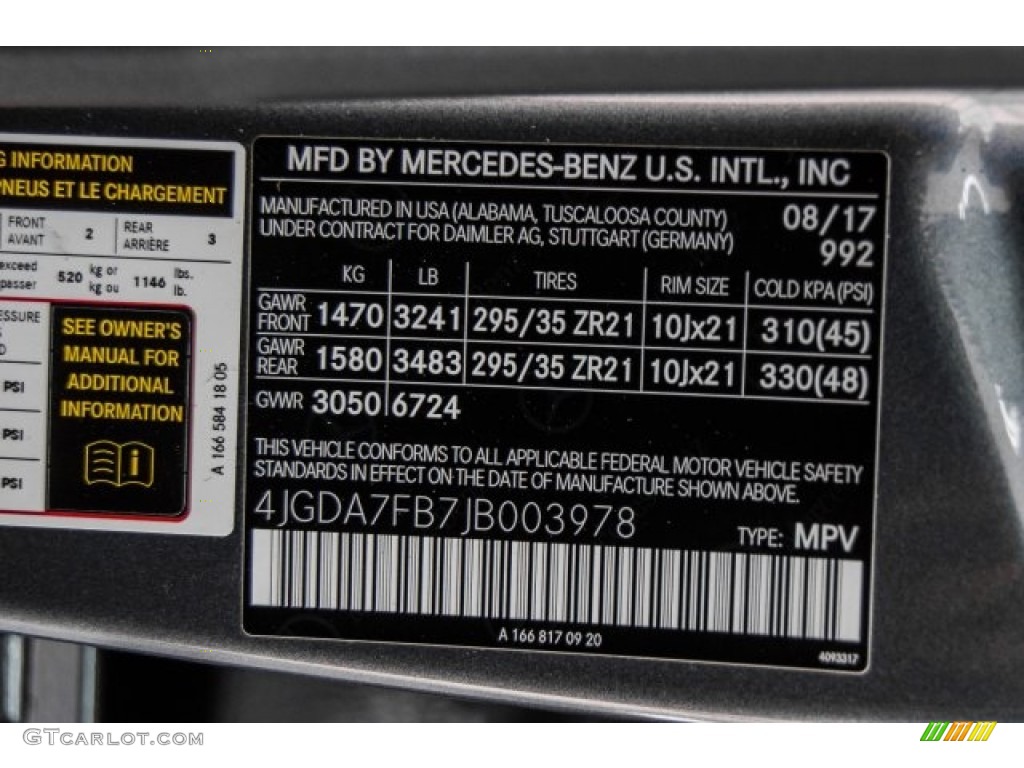 2018 Mercedes-Benz GLE 63 S AMG Color Code Photos