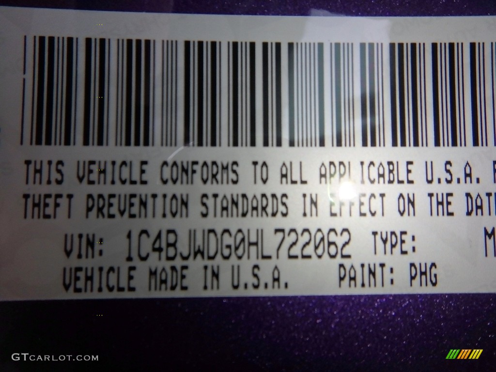 2017 Wrangler Unlimited Color Code PHG for Extreme Purple Photo #122547114