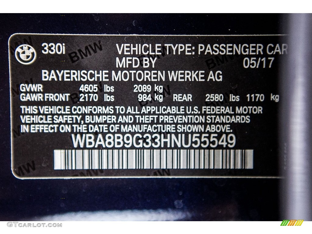 2017 3 Series 330i Sedan - Imperial Blue Metallic / Black photo #11