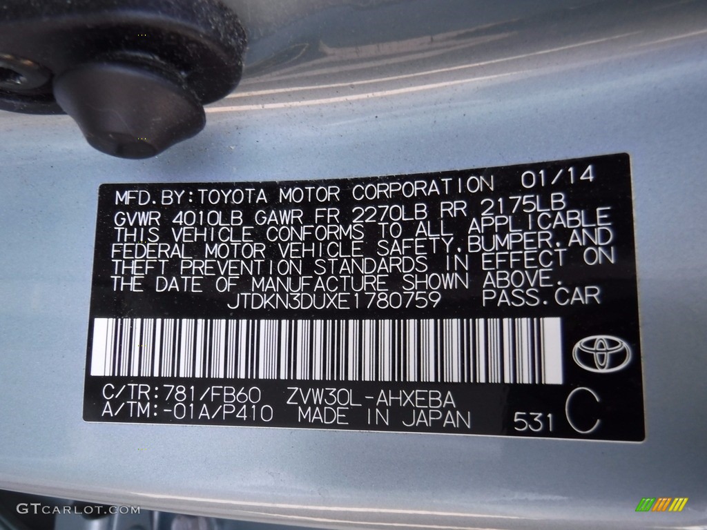 2014 Toyota Prius Two Hybrid Color Code Photos