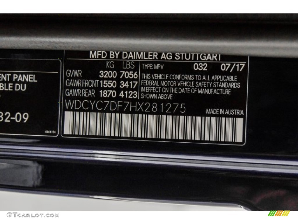2017 G Color Code 032 for designo Mystic Blue Metallic Photo #122571422