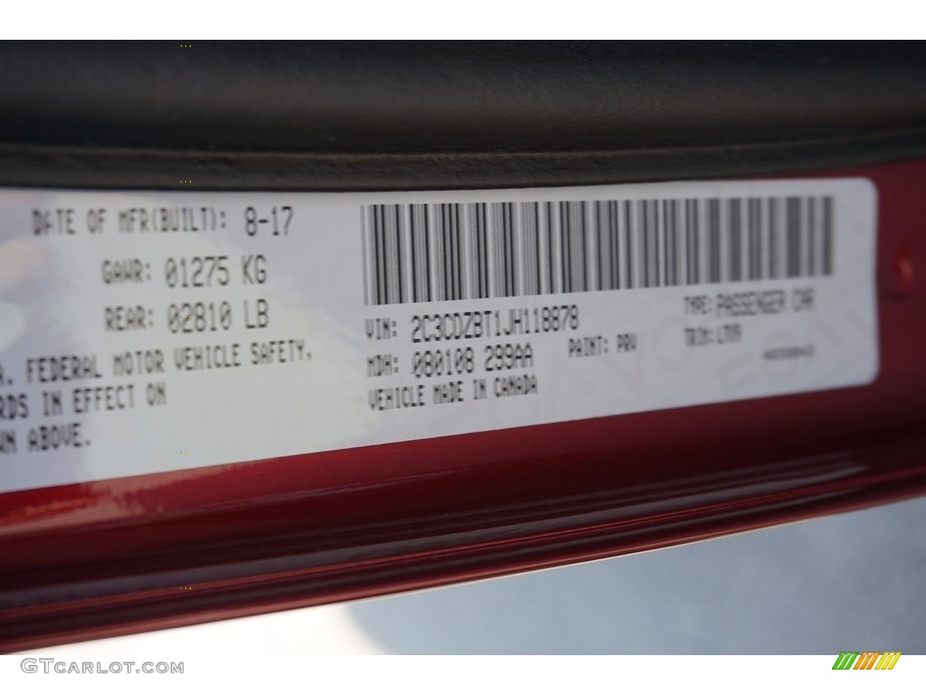 2018 Challenger Color Code PRV for Octane Red Pearl Photo #122573790