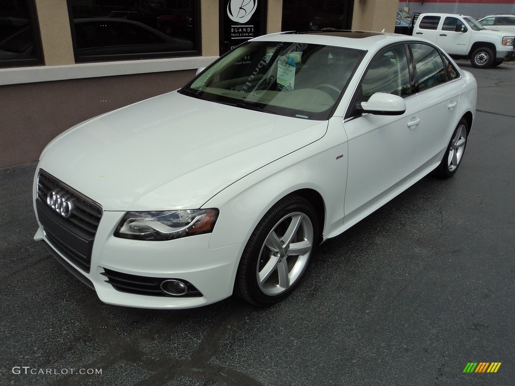 2012 A4 2.0T quattro Sedan - Glacier White Metallic / Cardamom Beige photo #2