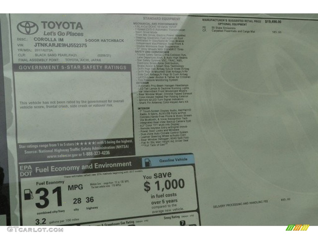 2017 Corolla iM  - Black Sand Pearl / Black photo #10