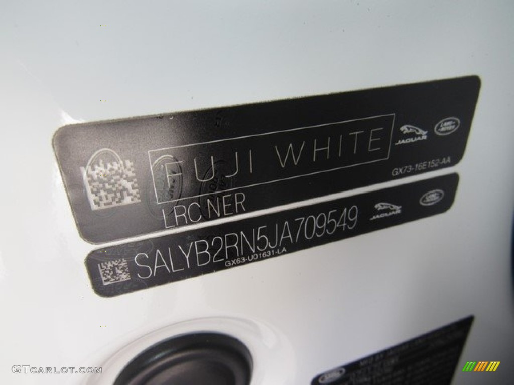 2018 Range Rover Velar Color Code NER for Fuji White Photo #122620293