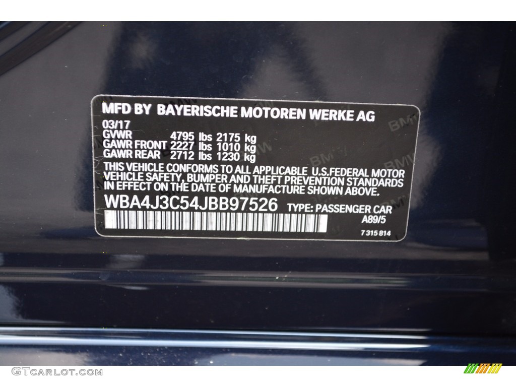 2018 BMW 4 Series 430i xDrive Gran Coupe Color Code Photos