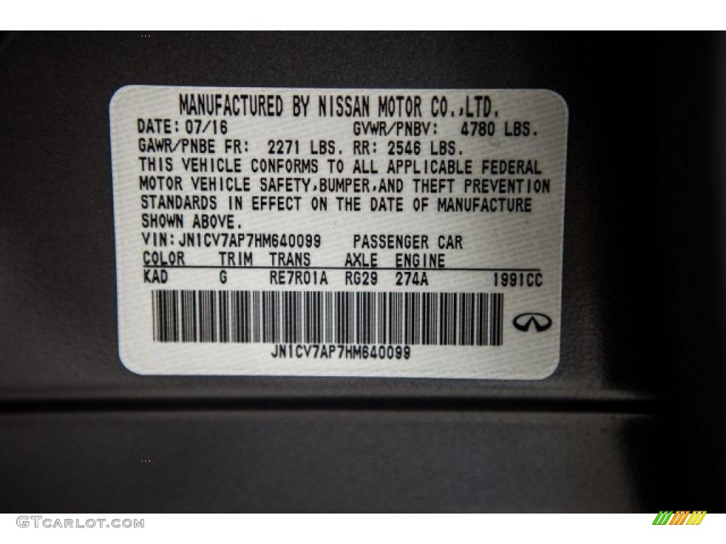 2017 Q50 Color Code KAD for Graphite Shadow Photo #122624719