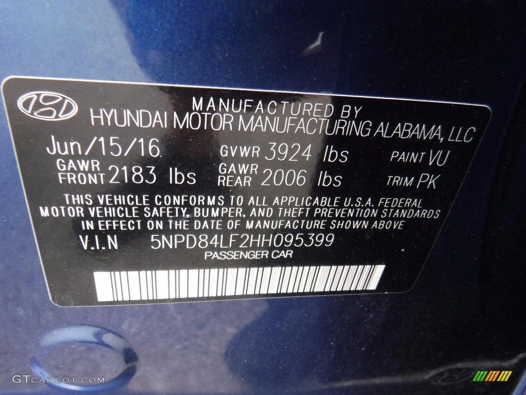 2017 Elantra Limited - Lakeside Blue / Gray photo #29