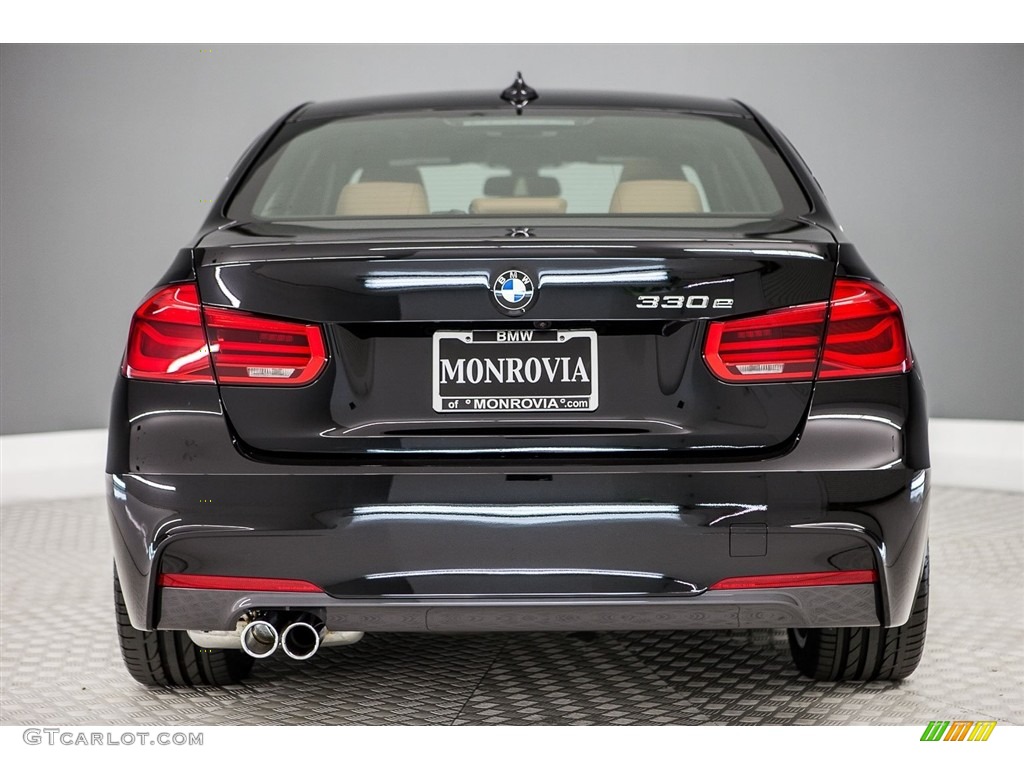 2018 3 Series 330e iPerformance Sedan - Black Sapphire Metallic / Cognac photo #4