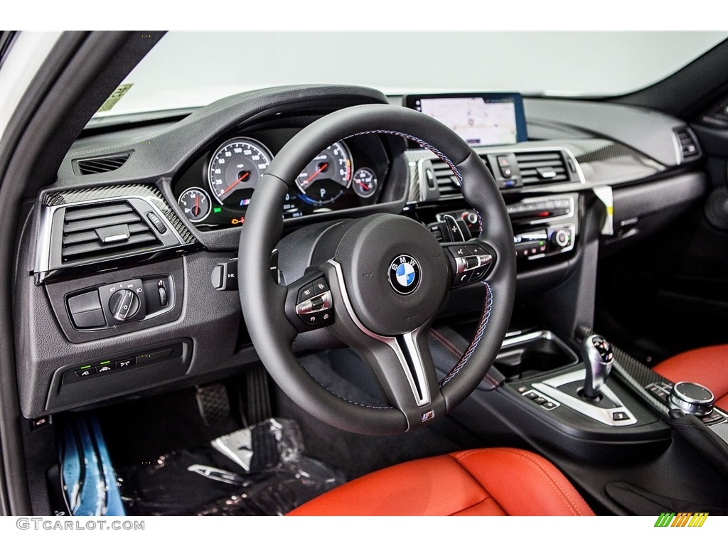 2018 BMW M3 Sedan Sakhir Orange/Black Dashboard Photo #122634256