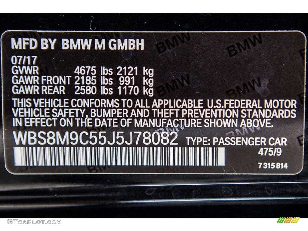 2018 M3 Color Code 475 for Black Sapphire Metallic Photo #122634970