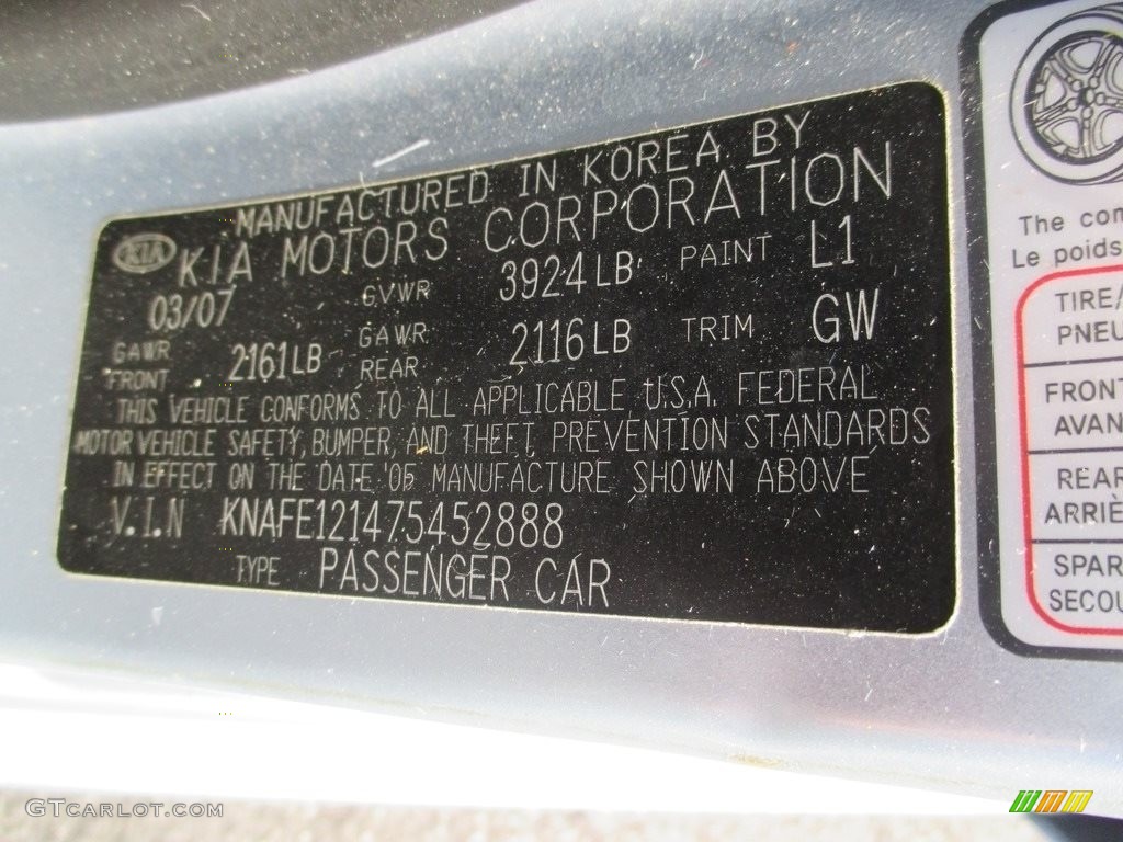 2007 Spectra LX Sedan - Ice Blue / Gray photo #28