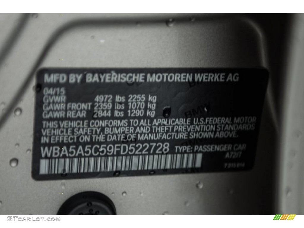 2015 5 Series 528i Sedan - Cashmere Silver Metallic / Black photo #17