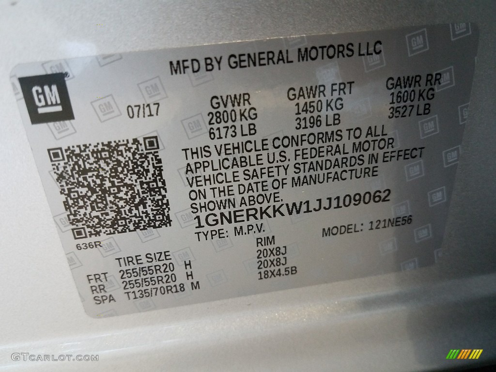 2018 Traverse Premier - Silver Ice Metallic / Jet Black photo #8