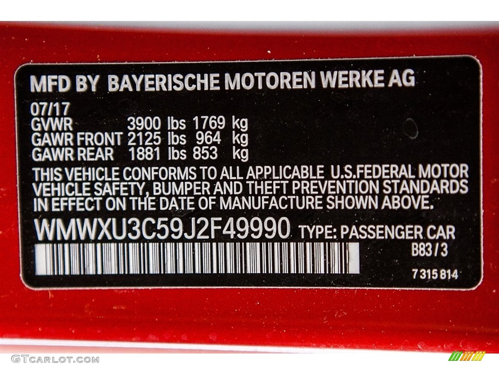 2018 Hardtop Color Code B83 for Blazing Red Metallic Photo #122657504