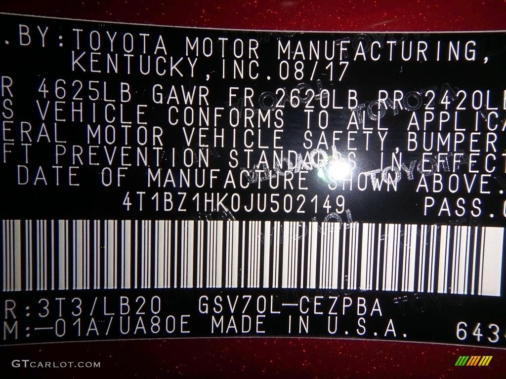 2018 Camry XSE V6 - Ruby Flare Pearl / Black photo #10