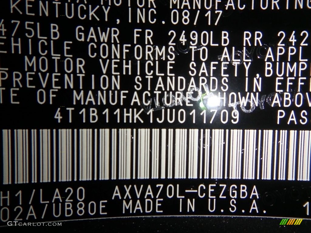 2018 Camry XLE - Predawn Gray Mica / Black photo #10