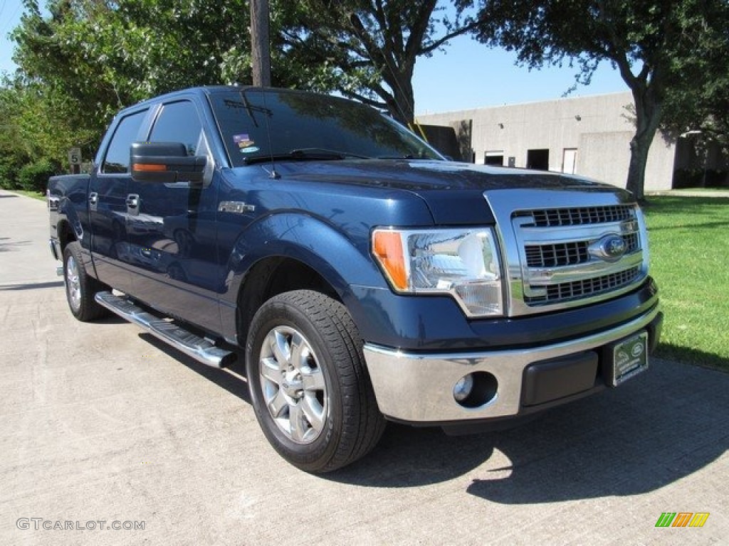 2013 F150 XLT SuperCrew - Blue Jeans Metallic / Adobe photo #2