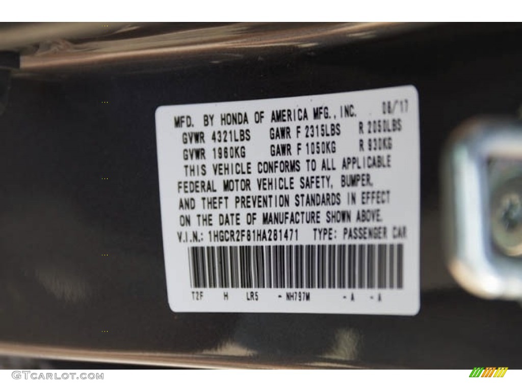2017 Accord EX-L Sedan - Modern Steel Metallic / Black photo #19