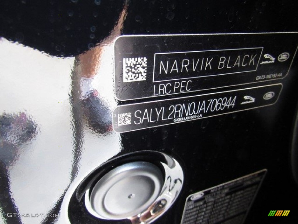2018 Range Rover Velar Color Code PEC for Narvik Black Photo #122678862