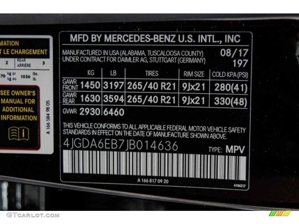 2018 GLE Color Code 197 for Obsidian Black Metallic Photo #122681651
