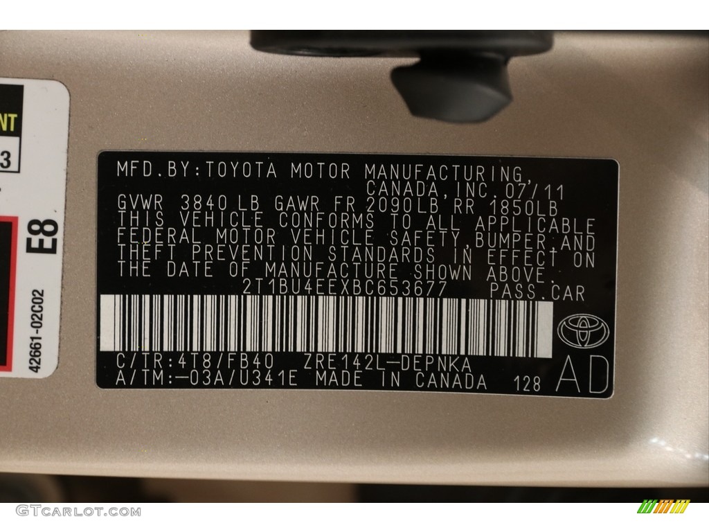 2011 Corolla LE - Sandy Beach Metallic / Bisque photo #15