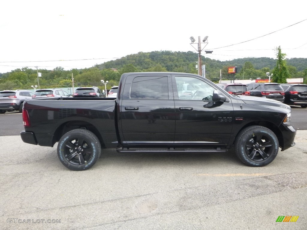 2018 1500 Night Crew Cab 4x4 - Brilliant Black Crystal Pearl / Black photo #6