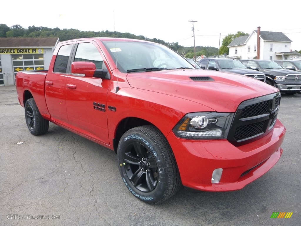 Flame Red 2018 Ram 1500 Sport Quad Cab 4x4 Exterior Photo #122707238