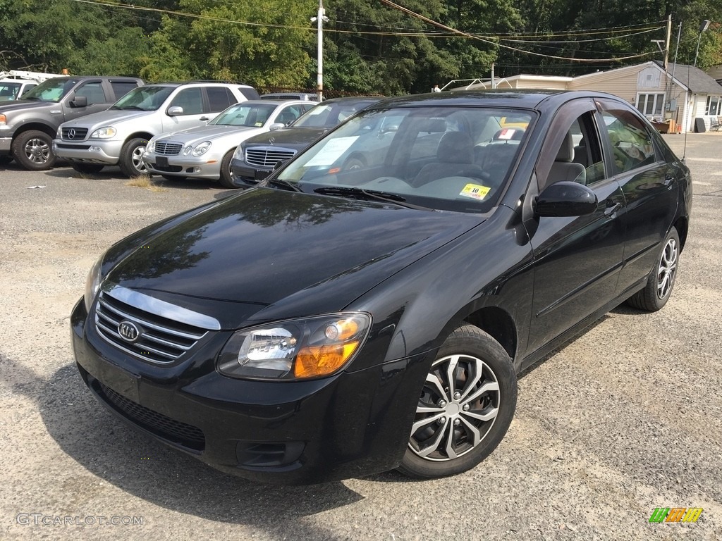 2009 Spectra EX Sedan - Ebony Black / Gray photo #1