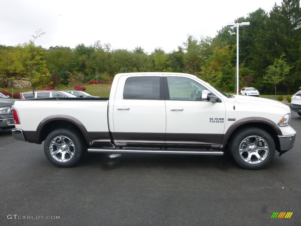 2018 1500 Laramie Crew Cab 4x4 - Pearl White / Canyon Brown/Light Frost Beige photo #6