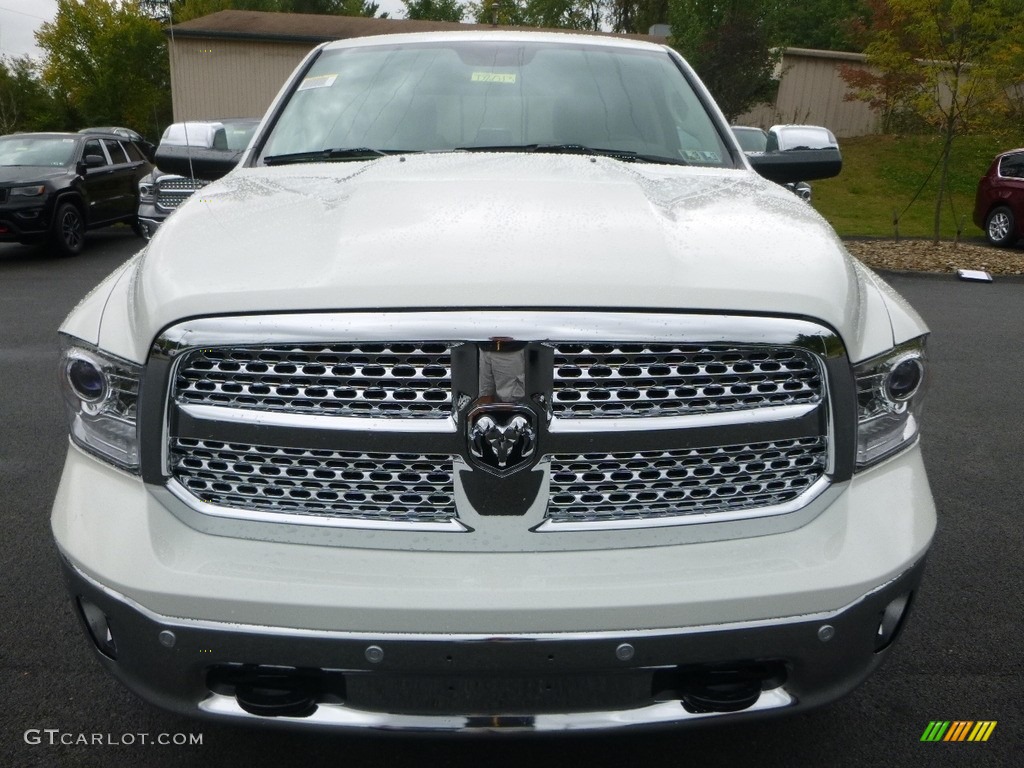 2018 1500 Laramie Crew Cab 4x4 - Pearl White / Canyon Brown/Light Frost Beige photo #8