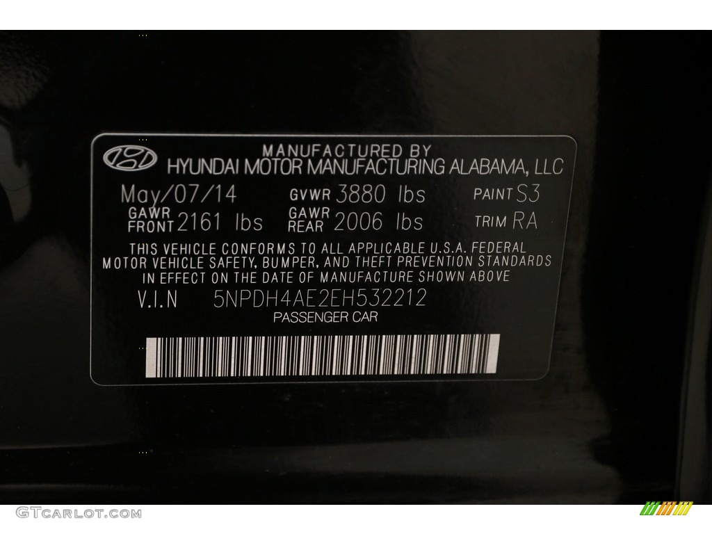 2014 Elantra Limited Sedan - Black / Gray photo #20