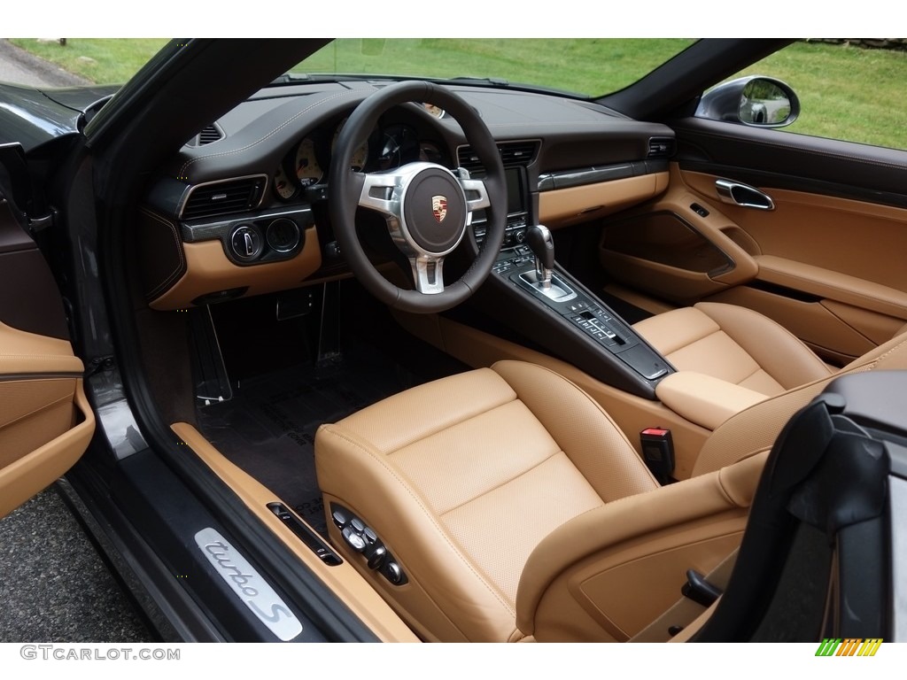 Espresso/Cognac Natural Leather Interior 2014 Porsche 911 Turbo S Cabriolet Photo #122756426