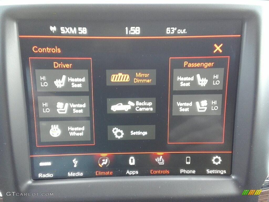 2018 Ram 2500 Laramie Mega Cab 4x4 Controls Photo #122756486