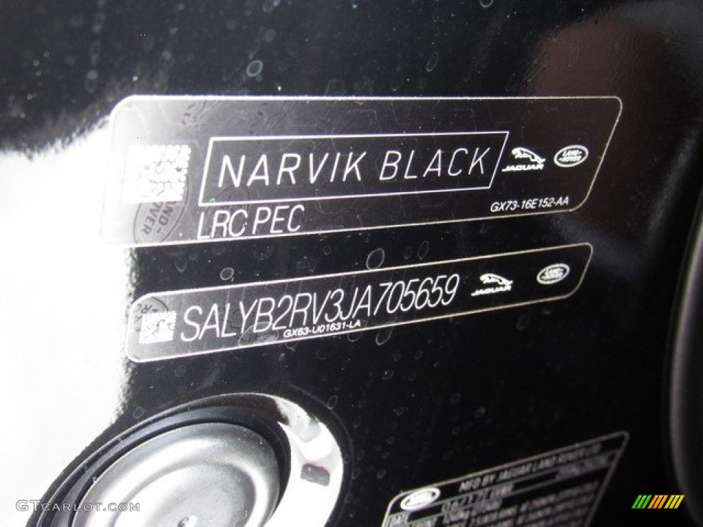 2018 Range Rover Velar Color Code PEC for Narvik Black Photo #122761478