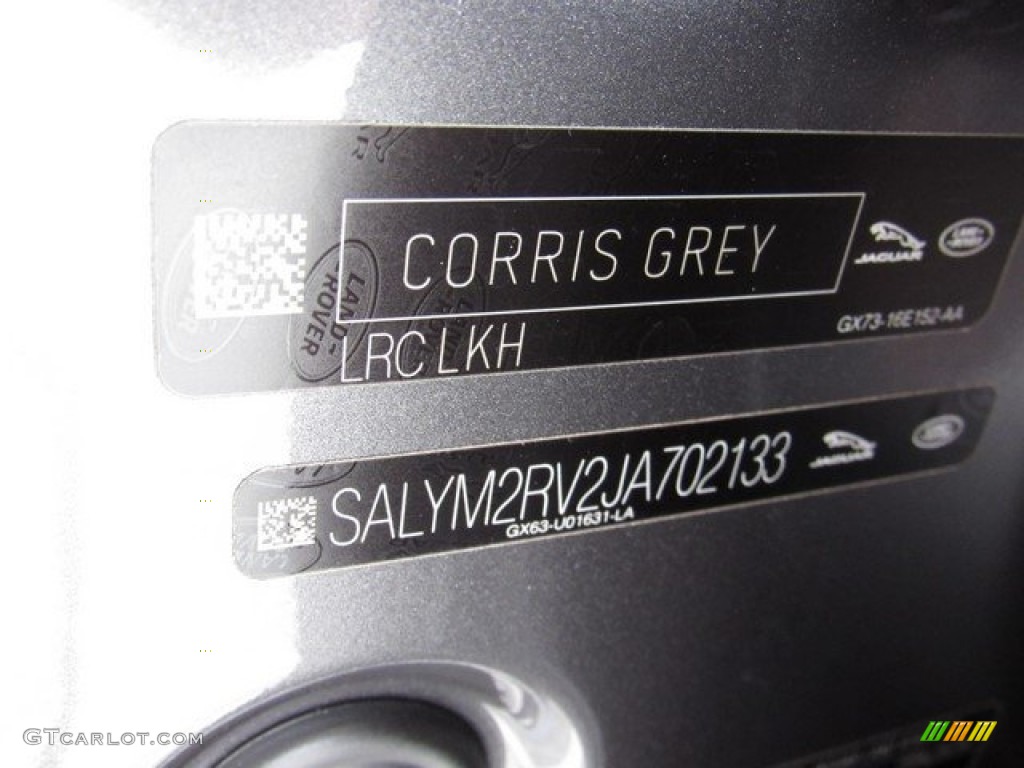 2018 Range Rover Velar Color Code LKH for Corris Grey Metallic Photo #122761823