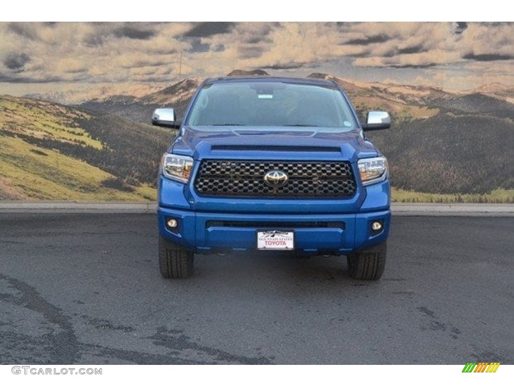 2018 Tundra Platinum CrewMax 4x4 - Blazing Blue Pearl / Black photo #2