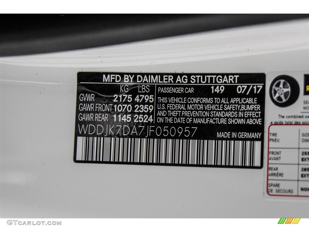 2018 SL Color Code 149 for Polar White Photo #122772917