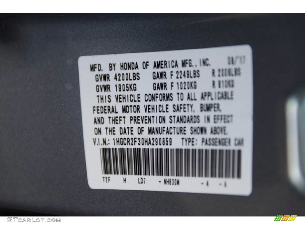 2017 Accord LX Sedan - Lunar Silver Metallic / Black photo #17