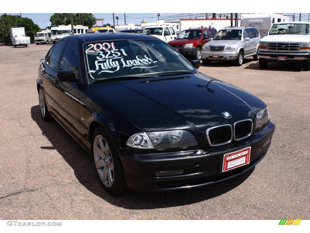 2001 3 Series 325i Sedan - Jet Black / Sand photo #14