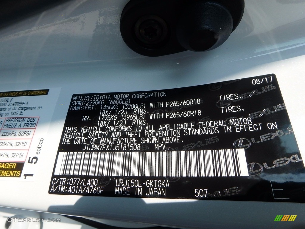 2018 GX Color Code 077 for Starfire Pearl Photo #122825813