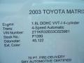 2003 Cosmic Blue Metallic Toyota Matrix   photo #22
