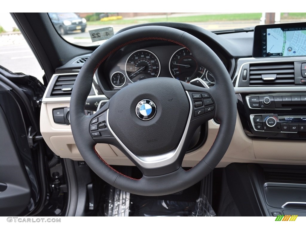 2017 BMW 3 Series 330i xDrive Sedan Venetian Beige/Black Steering Wheel Photo #122831470