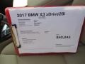 2017 Alpine White BMW X3 xDrive28i  photo #11